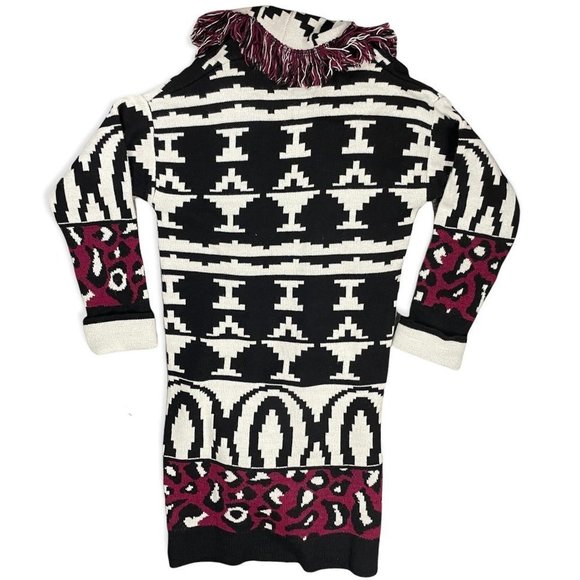 New Wool Blend Southern Open Front Cardigan White Black Burgundy Boho Small - Picture 4 of 9